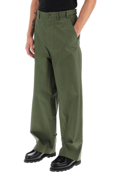 Kenzo oversized cotton pants FD65PA3769GB KHAKI FONCE