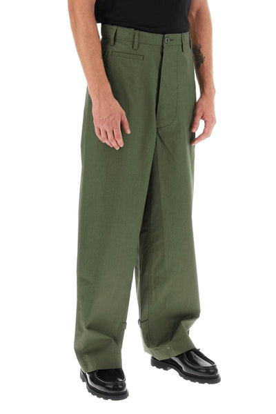 Kenzo oversized cotton pants FD65PA3769GB KHAKI FONCE