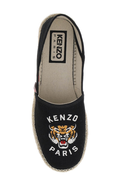 Kenzo canvas espadrilles with logo embroidery FE55ES020F81 BLACK