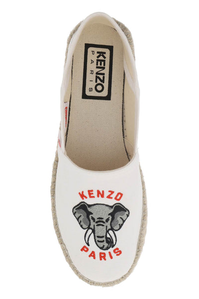 Kenzo 標誌刺繡帆布麻底鞋 FE52ES020F82 白色