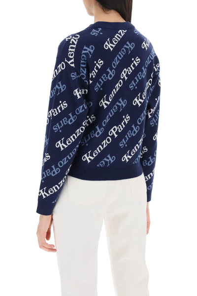 Kenzo sweater with logo pattern FE52PU4703CB BLEU NUIT