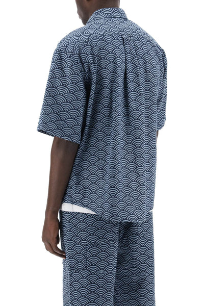 Kenzo seigaiha short-sleeved denim shirt FE55DC1016L1 RINSE BLUE DENIM