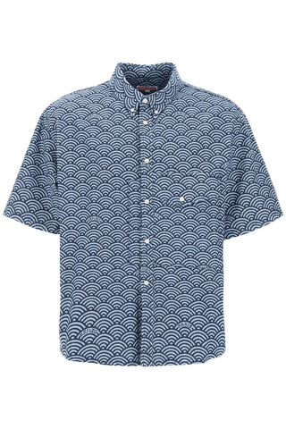 Kenzo seigaiha short-sleeved denim shirt FE55DC1016L1 RINSE BLUE DENIM