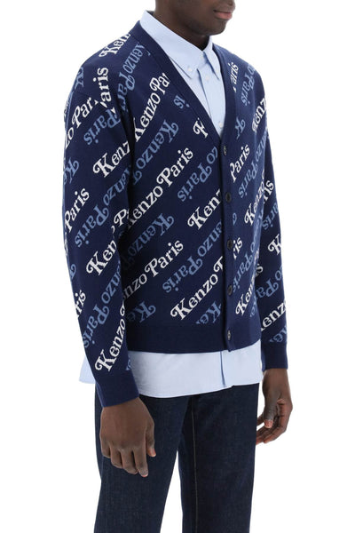 Kenzo cardigan with logo pattern FE58CA0073CB BLEU NUIT