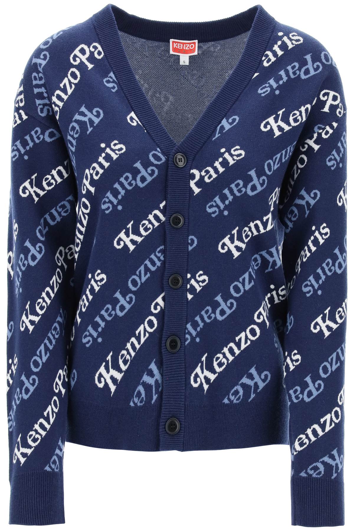 Kenzo cardigan with logo pattern FE58CA0073CB BLEU NUIT