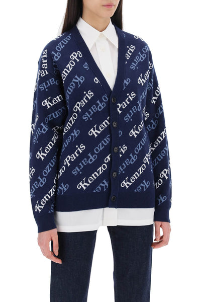 Kenzo cardigan with logo pattern FE58CA0073CB BLEU NUIT