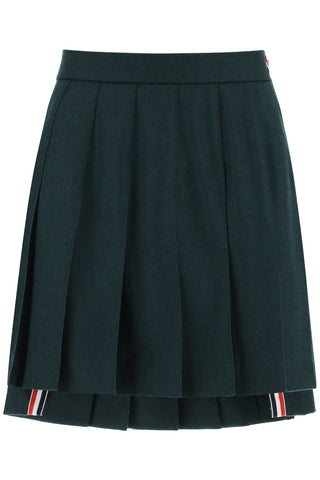 Thom browne flannel mini pleated skirt FGC402AF0057 DARK GREEN