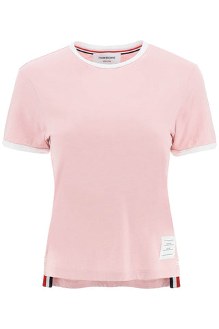 Thom Browne 混色平紋針織 T 卹 FJS133AJ0043 LT 粉紅色