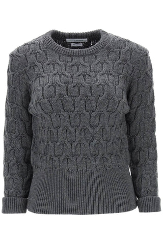 Thom browne sweater in wool cable knit FKA428AY1024 MED GREY