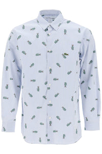 Comme des garcons shirt x lacoste oxford shirt with crocodile motif FL B004 W23 STRIPE