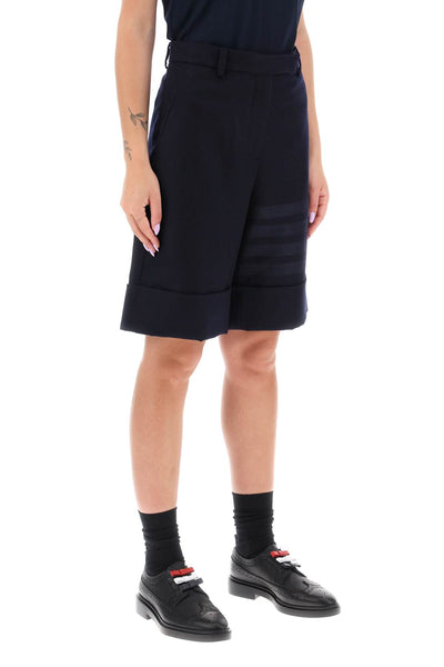 Thom browne shorts in flannel with 4-bar motif FTC431A06393 NAVY
