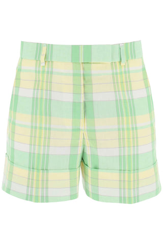 Thom browne madras cotton cuffed shorts FTC463AF0171 LT GREEN