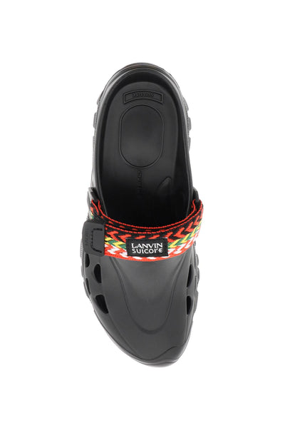Lanvin 橡膠木底鞋搭配彩色肩帶 FWCSSS0MEVATA23 黑色