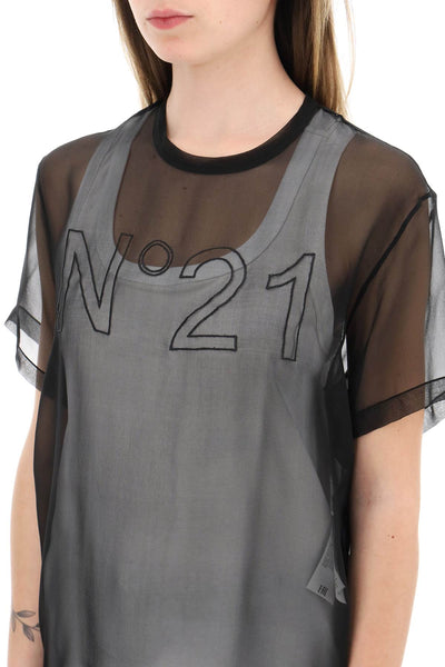 N.21 georgette t-shirt with logo G051 5586 NERO