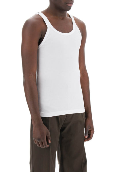 Dolce & gabbana "ribbed slim shoulder tank top G8PA8T FU7AV BIANCO OTTICO