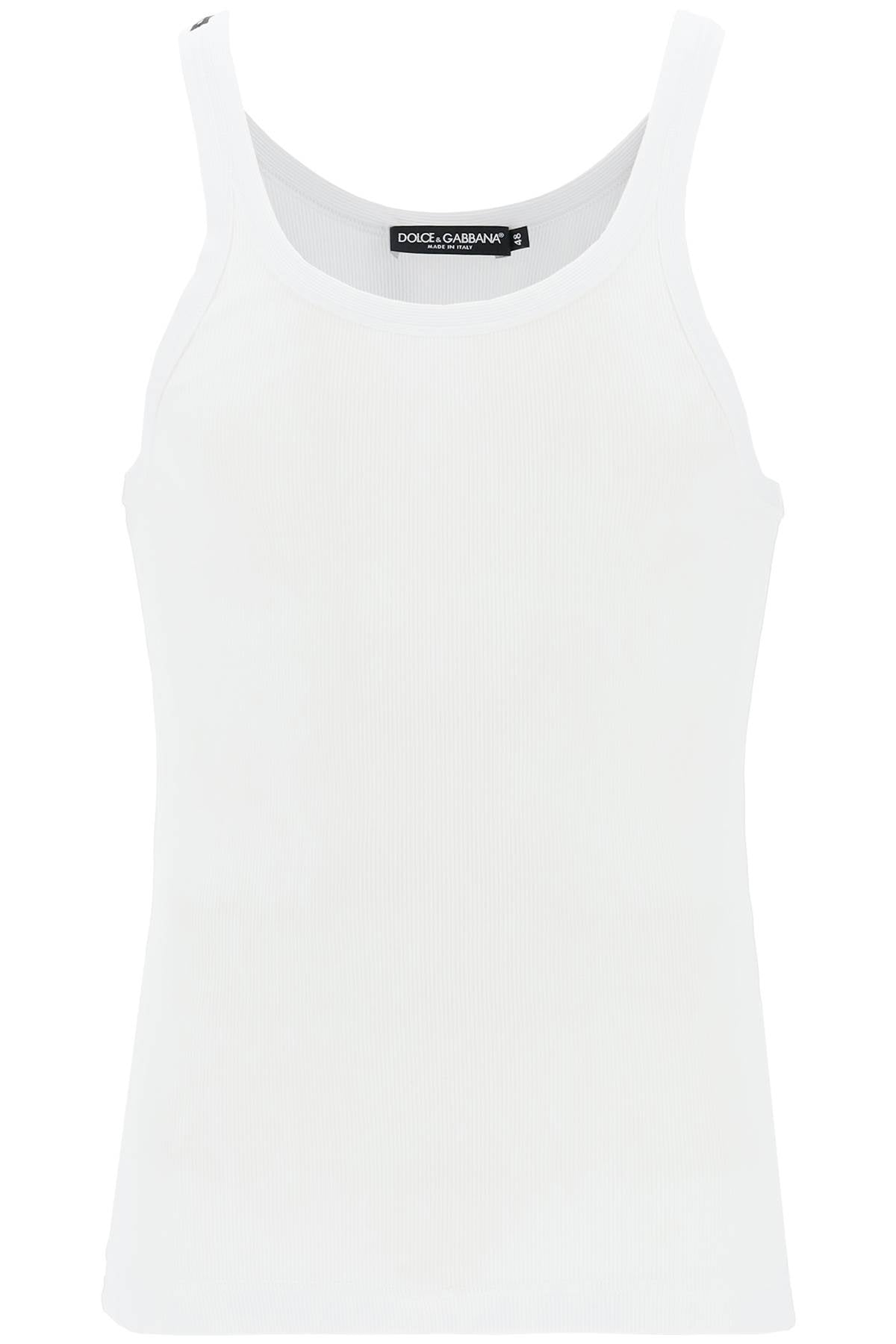 Dolce & gabbana "ribbed slim shoulder tank top G8PA8T FU7AV BIANCO OTTICO