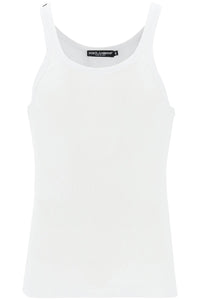 Dolce & gabbana "ribbed slim shoulder tank top G8PA8T FU7AV BIANCO OTTICO