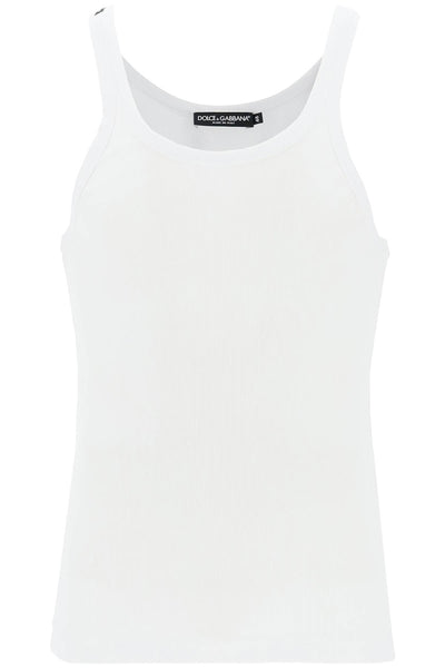 Dolce & gabbana "ribbed slim shoulder tank top G8PA8T FU7AV BIANCO OTTICO