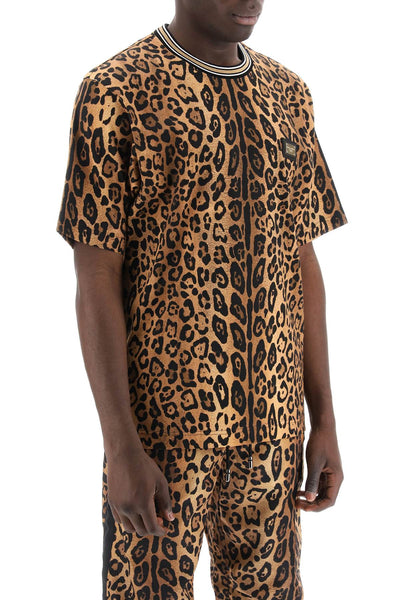 Dolce & gabbana leopard print t-shirt with G8PN9T II7B0 LEO INGRAND MARRONE