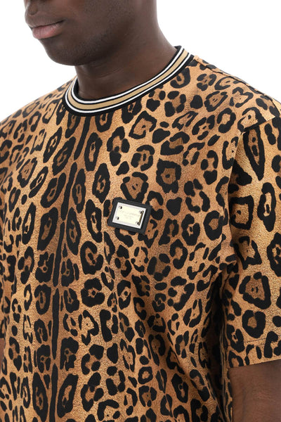 Dolce & gabbana leopard print t-shirt with G8PN9T II7B0 LEO INGRAND MARRONE