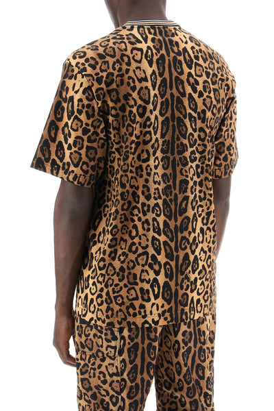 Dolce & gabbana leopard print t-shirt with G8PN9T II7B0 LEO INGRAND MARRONE