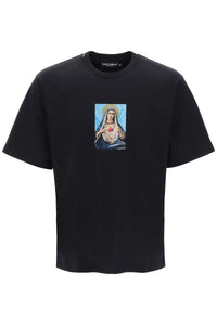 Dolce & gabbana printed t-shirt with rhinestones G8PN9Z G7KY9 NERO