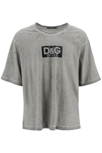 Dolce & gabbana washed cotton t-shirt with destroyed detailing G8QK7T HU7MA VARIANTE ABBINATA