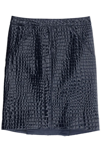 Tom Ford 鱷魚紋皮革半身裙 GCL871 LEX306 深藍