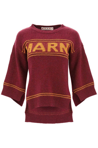 Marni sweater in jacquard knit with logo GCMD0397Q0UFW608 RUBY