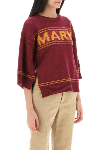 Marni sweater in jacquard knit with logo GCMD0397Q0UFW608 RUBY