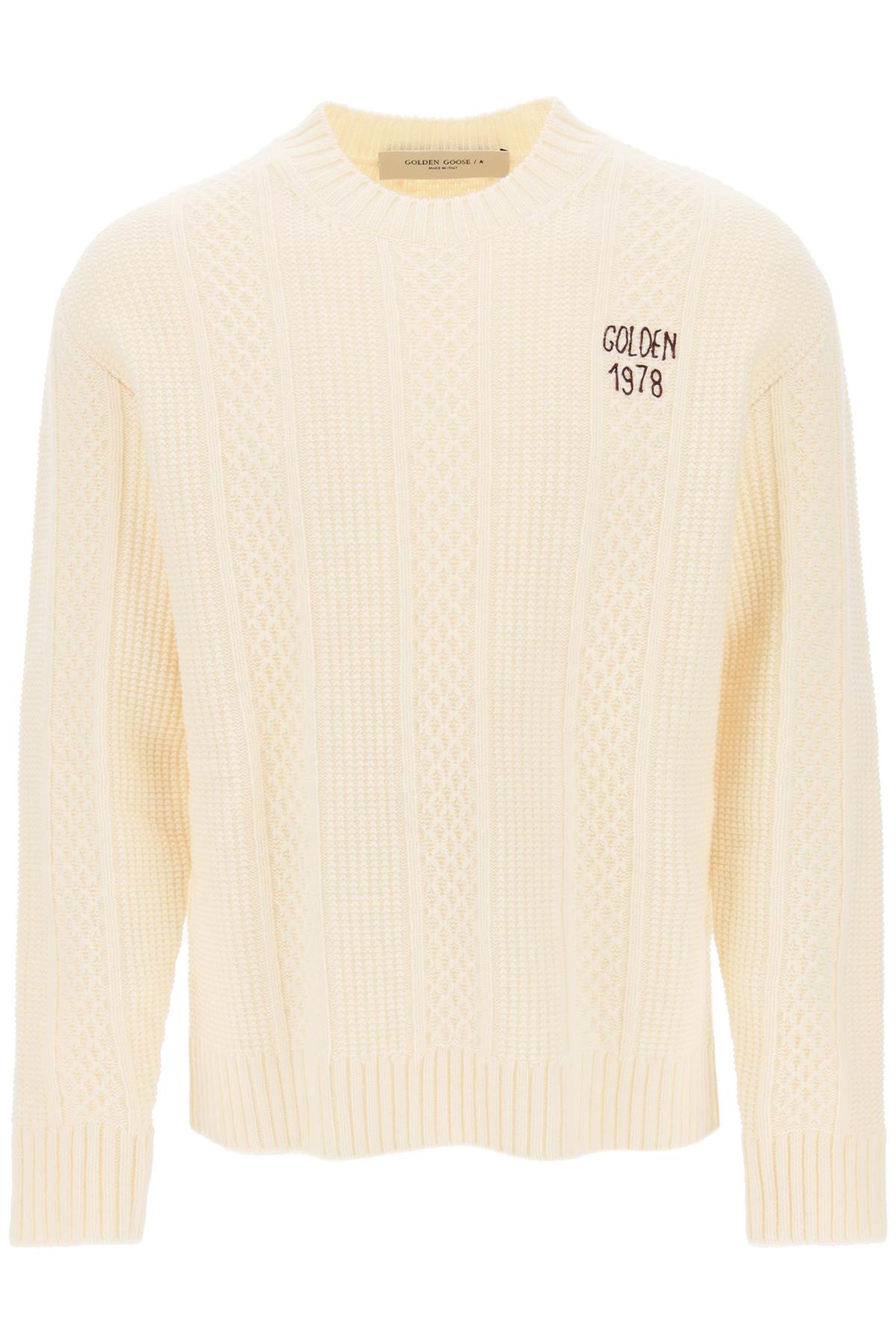 Golden goose sweater with hand-embroidered logo GMP00841 P001279 LAMB S WOOL SASSFRASS