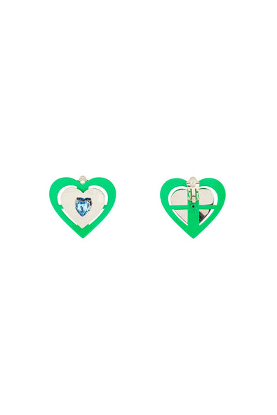 Saf safu 'green neon heart' clip-on earrings GREEN NEON HEART EARRINGS GREEN