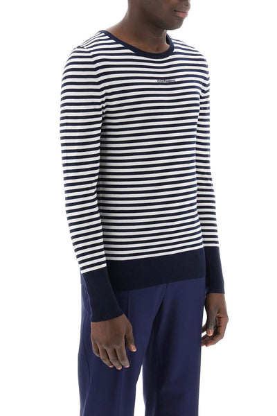 Dolce & gabbana lightweight striped wool pullover sweater GXX14Z JCVQ9 BIANCO BLU