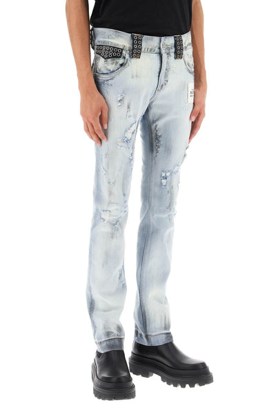 Dolce & gabbana re-edition jeans with leather detailing GZ64CZ G8JS6 VARIANTE ABBINATA