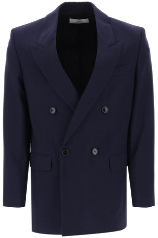 Ami paris wool serge double-breasted blazer HBV311 WV0026 NIGHT BLUE