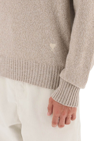 Ami paris melange-effect cashmere turtleneck sweater HKS427 005 CHAMPAGNE