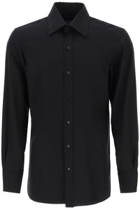 Tom Ford 絲質混紡府綢襯衫 HLBC01 SYS02 黑色
