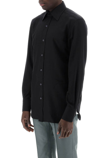 Tom Ford 絲質混紡府綢襯衫 HLBC01 SYS02 黑色