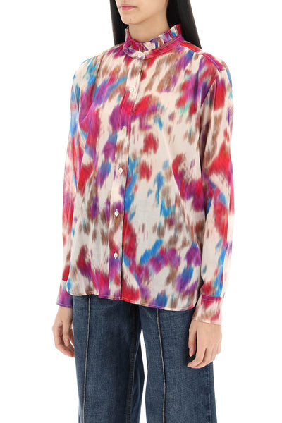 Isabel marant etoile gamble shirt with shaded motif HT0186FA B1J07E BEIGE RASPBERRY