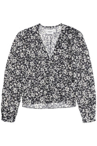Isabel marant etoile eddy floral crepe blouse HT0221FA A3J33E BLACK WHITE