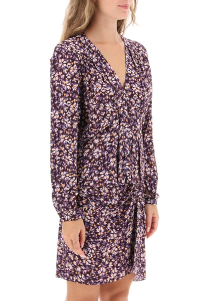 Isabel Marant etoile 渦流花卉縐紗襯衫 HT0221FA A3J33E 紫橙色