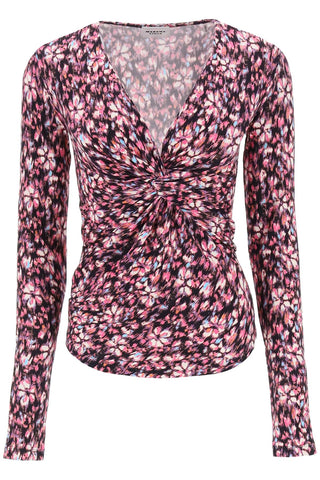 Isabel marant etoile lyss long sleeve jersey top HT0226FA A3K78E MIDNIGHT PINK