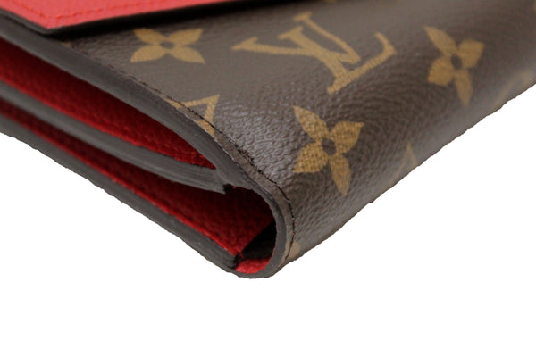 路易·威登（Louis Vuitton）經典會標和紅色小牛皮皮革帽子緊湊型錢包