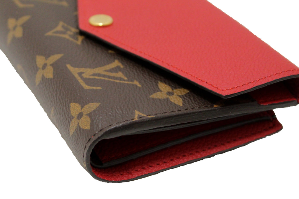 Authentic Louis Vuitton Classic Monogram and Red Calfskin Leather Pallas  Compact Wallet – Italy Station