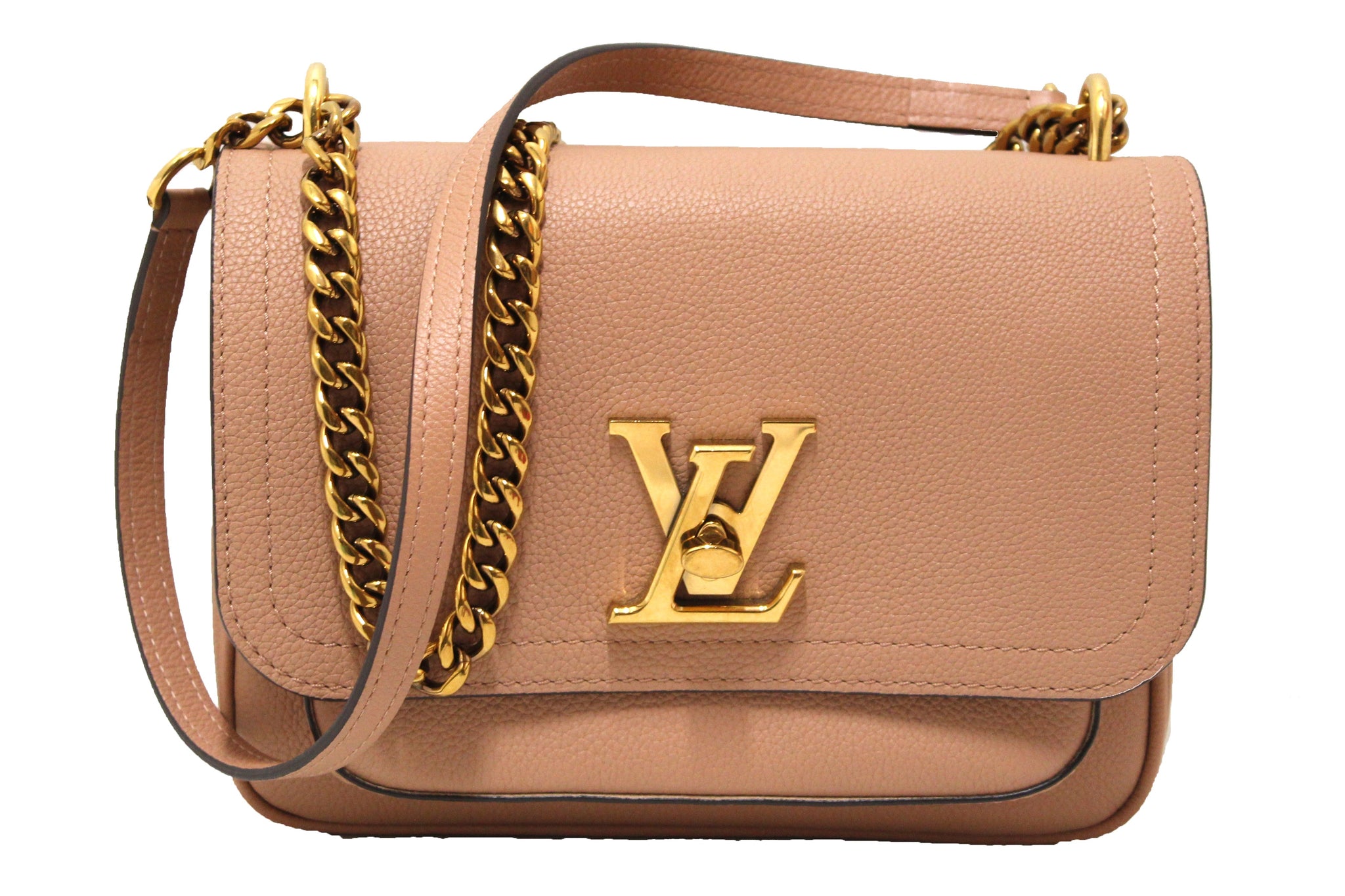 Authentic Louis Vuitton Rose des Sables Pink Grained Calf Leather Lockme Chain  Bag – Italy Station