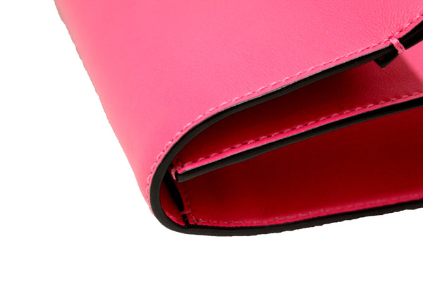 瓦倫蒂諾熱紫紅色粉紅色皮革長手拿包