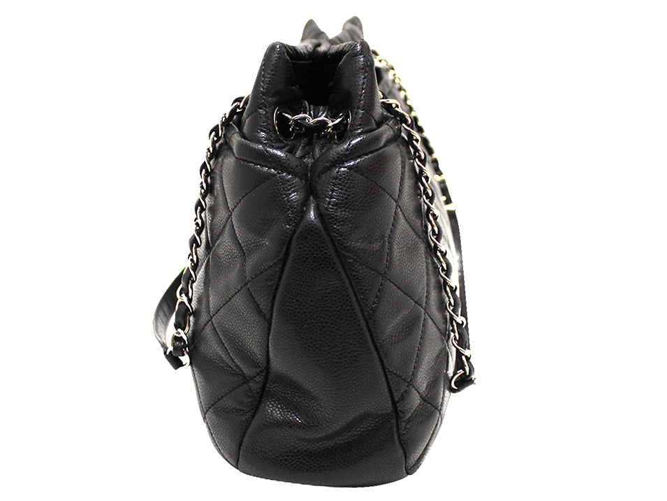 Chanel Black Caviar XXL Messenger Weekender Flap Tote Bag SHW
