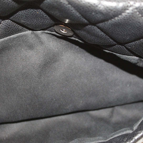 Chanel Black Quilted Caviar Leather Timeless CC Soft Shopper Tote