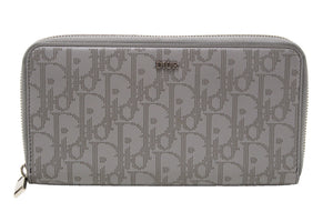 Dior Grey Oblique Galaxy Leather Zipped Long Wallet
