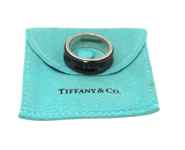 Tiffany & Co. Sterling Silver and Midnight Titanium 1837 Medium Ring Size 10